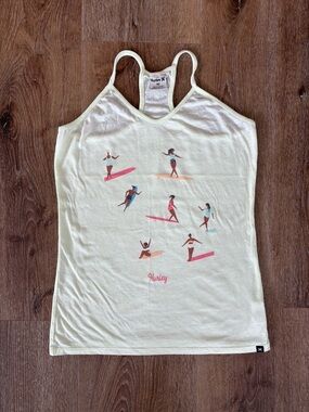 Hurley Surf Print Muscle Camisole in Lemon Yellow Size:XS| Summer, Beach